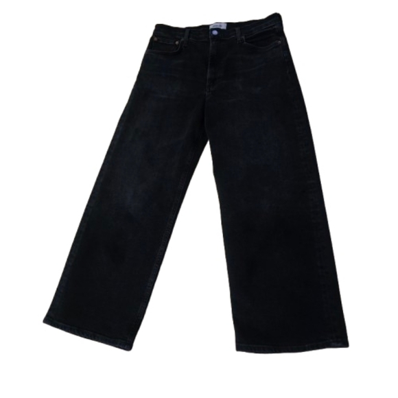 AGOLDE Ren Womens Wide Leg Hush Black High Rise Ankle Denim Jean Size 30 Organic - Picture 3 of 14